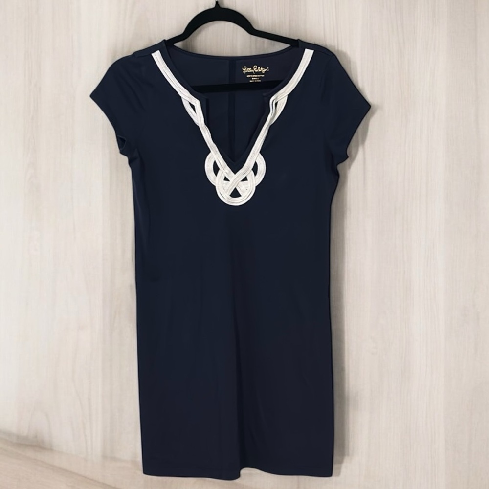 Lilly Pulitzer Navy Mini Dress with White Trim - Picture 2 of 9
